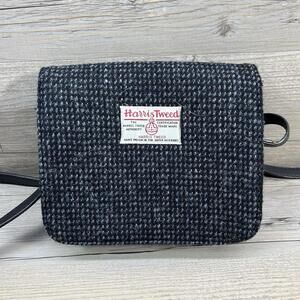 Harris Tweed Glen Appin Crossbody Shoulder Bag Purse Blue/Gray Wool
